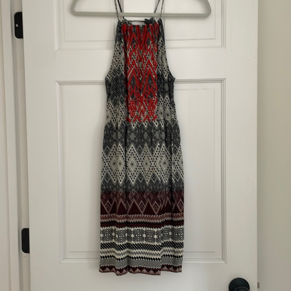 THML halter dress with embroidered bodice detail